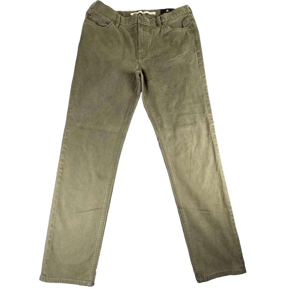 Banana Republic Jeans Mens 35x34 Green Medium Wash Slim Traveler Denim Stretch